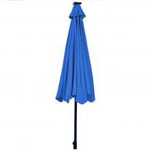 Load image into Gallery viewer, 10' Solar LED Lighted Patio Market Umbrella Shade Tilt Adjustment Crank-Blue