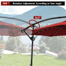 Load image into Gallery viewer, 10FT 360° Rotation Solar Powered LED Patio Offset Umbrella-Burgundy