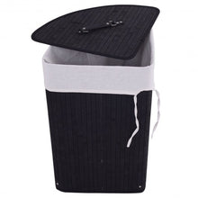 Load image into Gallery viewer, Corner Bamboo Hamper Laundry Basket-Black
