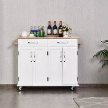 Load image into Gallery viewer, Wood Top Rolling Kitchen Trolley Island Cart Storage Cabinet-White