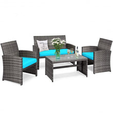 Load image into Gallery viewer, 4PCS Patio Rattan Furniture Set-Turquoise