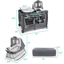 Load image into Gallery viewer, 4-in-1 Convertible Portable Baby Play yard with Toys and Music Player-Gray