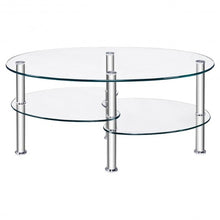 Load image into Gallery viewer, Tempered Glass Oval Side Coffee Table-Transparent