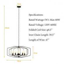 Load image into Gallery viewer, 28" Folding Rotatable Chandelier 5 Lights Metal Ceiling Lamp