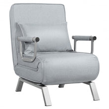 Load image into Gallery viewer, Folding 5 Position Convertible Sleeper Bed Armchair Lounge Couch w/Pillow-L Gray
