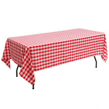 Load image into Gallery viewer, 10 Pcs 60" x 102" Rectangular Polyester Checker Kitchen Tablecloth-Red