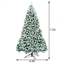 Load image into Gallery viewer, 7.5 ft Pre-Lit Premium Snow Flocked Hinged Artificial Christmas Tree 550 Lights