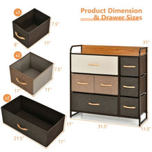 Load image into Gallery viewer, 7 Drawer Tower Steel Frame and Wooden Top Dresser Storage Chest for Bedroom