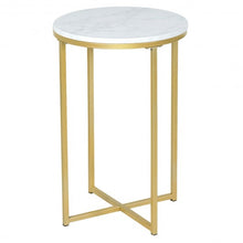 Load image into Gallery viewer, X-Shaped Marble Top Small Round Side Table End Table