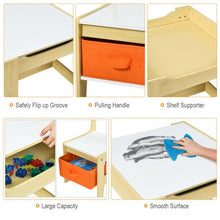 Load image into Gallery viewer, Kids Table Chairs Set With Storage Boxes Blackboard Whiteboard Drawing-Natural