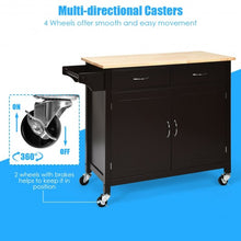 Load image into Gallery viewer, Modern Rolling Kitchen Cart Island with Wooden Top-Brown