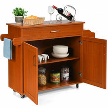 Load image into Gallery viewer, Rolling Kitchen Island Cart with Towel and Spice Rack-Cherry