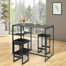 Load image into Gallery viewer, 3 pcs Dining Set with Faux Marble Top Table and 2 Stools-Black