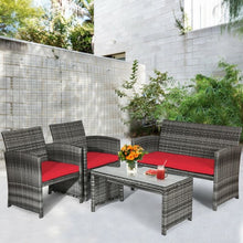 Load image into Gallery viewer, 4PCS Patio Rattan Furniture Set-Red