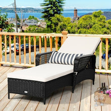 Load image into Gallery viewer, PE Rattan Armrest Chaise Lounge Chair with Adjustable Pillow