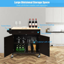 Load image into Gallery viewer, Modern Rolling Kitchen Cart Island with Wooden Top-Brown