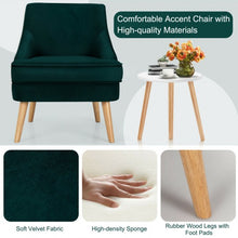 Load image into Gallery viewer, Velvet Upholstered Accent Chair with Rubber Wood Legs-Green