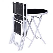 Load image into Gallery viewer, 3 Pcs Folding Garden Patio Table Chairs Set -Black