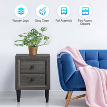Load image into Gallery viewer, Multipurpose Retro Bedside Nightstand with 2 Drawers