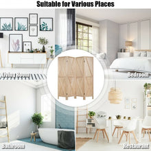 Load image into Gallery viewer, 5.6 Ft 4 Panels Folding Wooden Room Divider-Natural