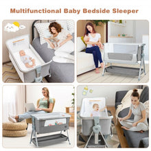 Load image into Gallery viewer, Baby Bed Side Crib Portable Adjustable Infant Travel Sleeper Bassinet-Gray