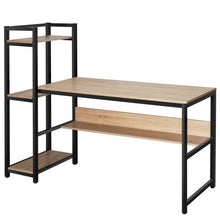 Load image into Gallery viewer, 59" Computer Desk Home Office Workstation 4-Tier Storage Shelves-Natural