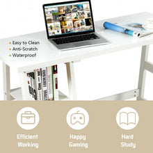 Load image into Gallery viewer, 2 Tier Shelf Wooden Trestle Computer Table Writing Desk