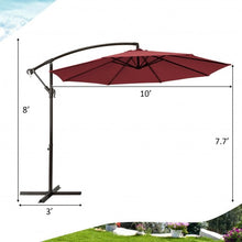Load image into Gallery viewer, 10 Ft Patio Offset Hanging Umbrella with Easy Tilt Adjustment-Burgundy