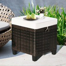 Load image into Gallery viewer, 2PCS Patio Rattan Ottoman Cushioned Seat-Beige