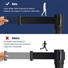 Load image into Gallery viewer, 2 Pcs Stanchion Post Crowd Control Barriers Queue Pole w/Retractable Belt-Black