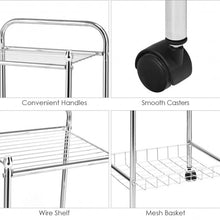 Load image into Gallery viewer, 3-Tier Multifunction Mesh Wire Rolling Cart
