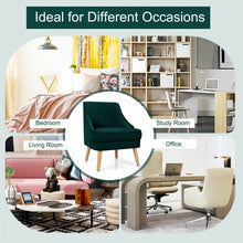 Load image into Gallery viewer, Velvet Upholstered Accent Chair with Rubber Wood Legs-Green