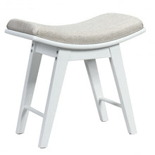 Load image into Gallery viewer, Modern Dressing Makeup Stool with Concave Seat Rubberwood Legs-White