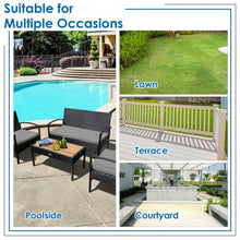 Load image into Gallery viewer, 4 Pcs Patio Rattan Furniture Set Sofa Chair Coffee Table with Cushion-Gray