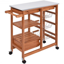 Load image into Gallery viewer, Bamboo Kitchen Shelf Island Trolley Cart