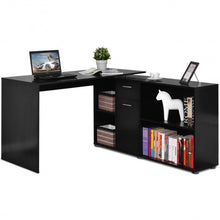 Load image into Gallery viewer, Rotating L-Shape Corner Writing Study Computer Desk-Black