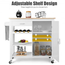 Load image into Gallery viewer, Kitchen Island Trolley Cart Storage Cabinet with Wine Rack & Shelf-White