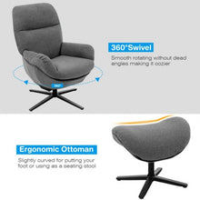 Load image into Gallery viewer, Modern Swivel Rocking Chair and Ottoman Set with Aluminum Alloy Base-Gray