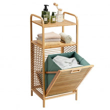 Load image into Gallery viewer, Tilt out Bamboo Shelf Slat Frame Storage Laundry Hamper