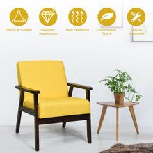 Load image into Gallery viewer, Solid Rubber Wood Fabric Accent Armchair-Yellow