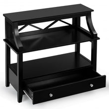 Load image into Gallery viewer, 3-Tier Storage Rack End table Side Table with Slide Drawer -Black
