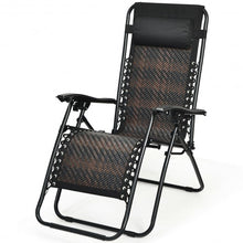 Load image into Gallery viewer, Folding Patio Rattan Zero Gravity Lounge Chair Recliner-Brown
