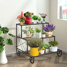 Load image into Gallery viewer, 3 Tier Outdoor Metal Garden Planter Holder Shelf