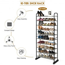 Load image into Gallery viewer, 10-Tier Metal Frame Shoe Rack Space-saving Shoe Organizer