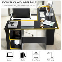 Load image into Gallery viewer, Modern L-Shaped Computer Desk with Shelves-Black