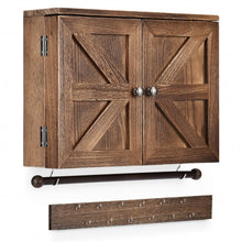 Load image into Gallery viewer, Rustic Wall Mounted Jewelry Cabinet with Barn Door Decor