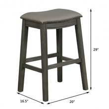 Load image into Gallery viewer, 29" Set of 2 Saddle Nailhead Kitchen Counter Chair-Gray