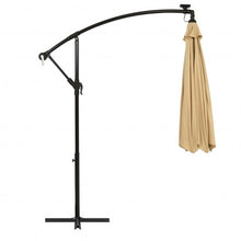 Load image into Gallery viewer, 10 Ft Solar LED Offset Umbrella with 40 Lights and Cross Base for Patio-Tan
