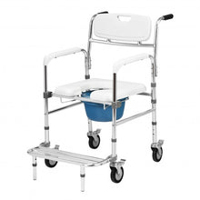 Load image into Gallery viewer, Aluminum Medical Transport Commode Wheelchair Shower Chair -White