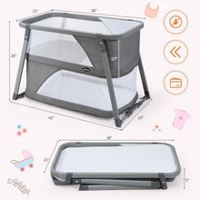 Load image into Gallery viewer, Multifunctional Portable Soft Folding Crib with Washable Mattress and Side Zipper-Gray